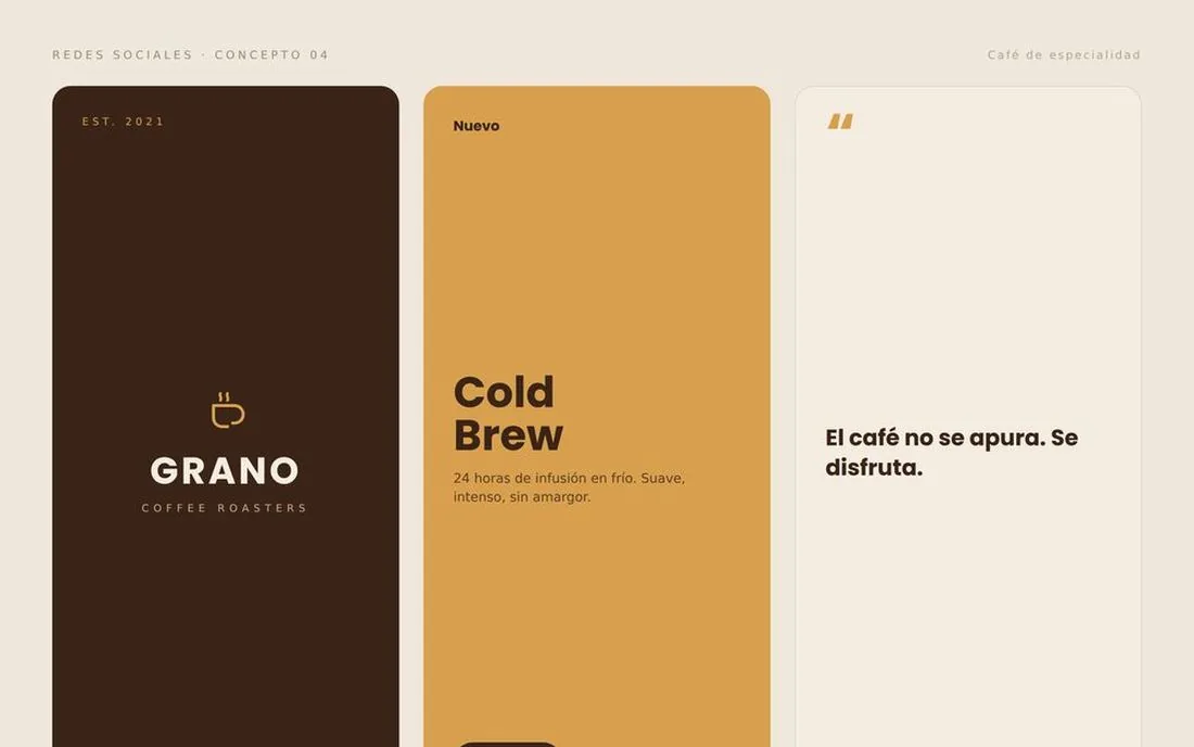 GRANO social media pieces with a consistent visual line.